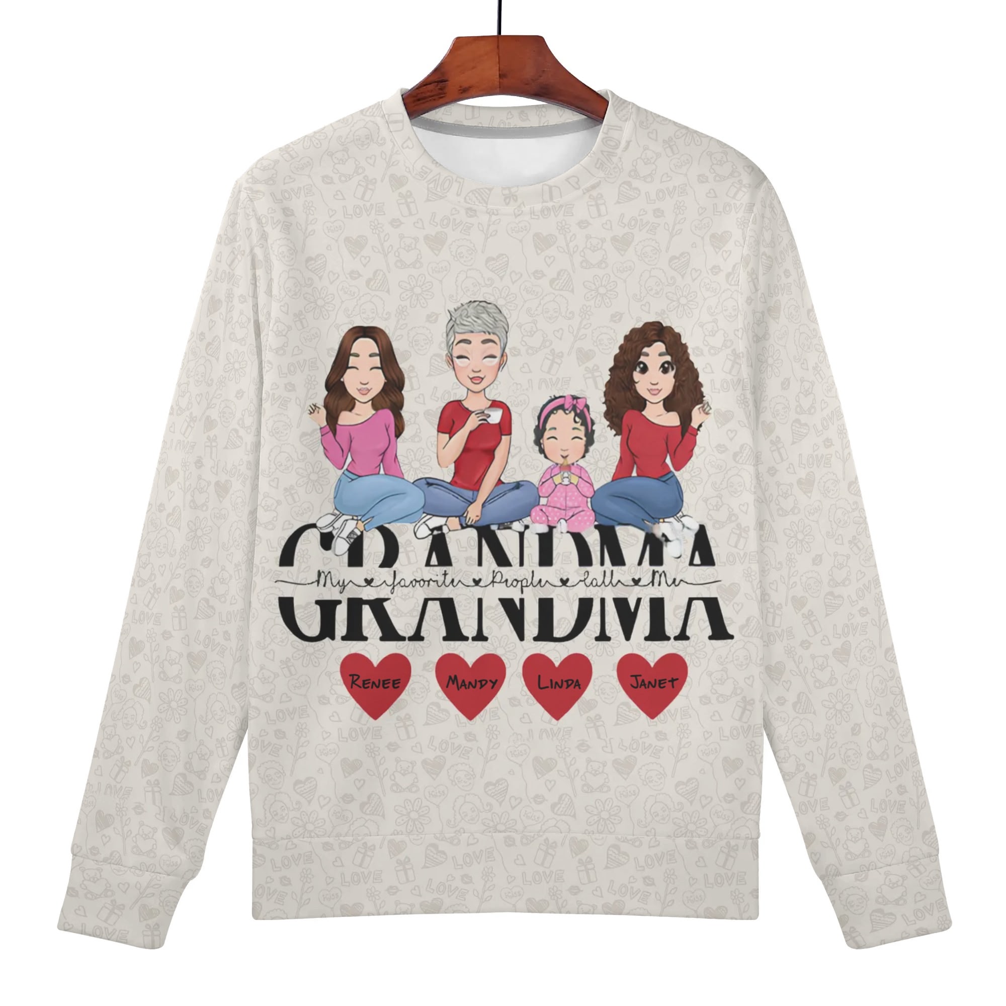 Women's All Over Print Crew Neck Streetwear Sweatshirt