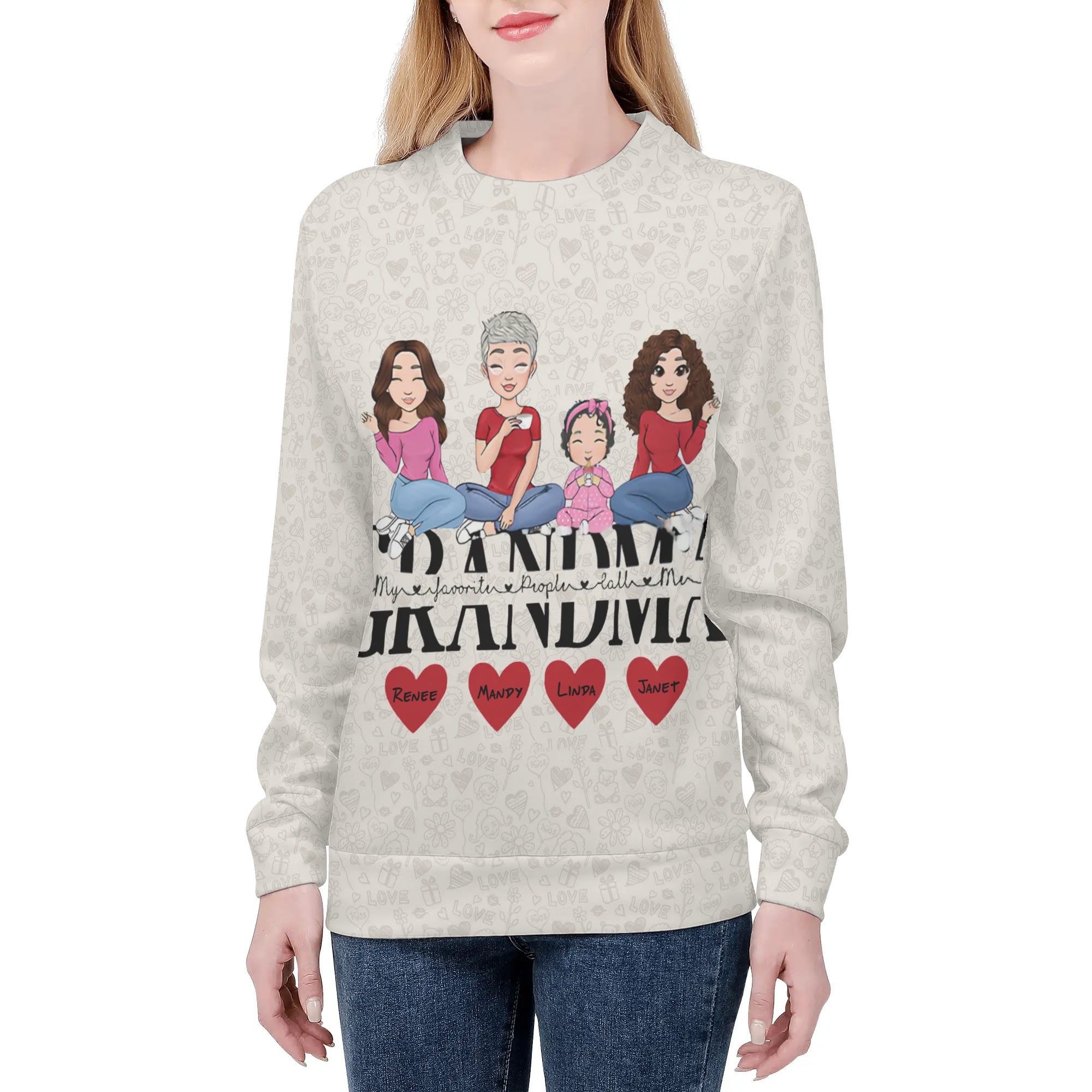 Women's All Over Print Crew Neck Streetwear Sweatshirt - Image 3