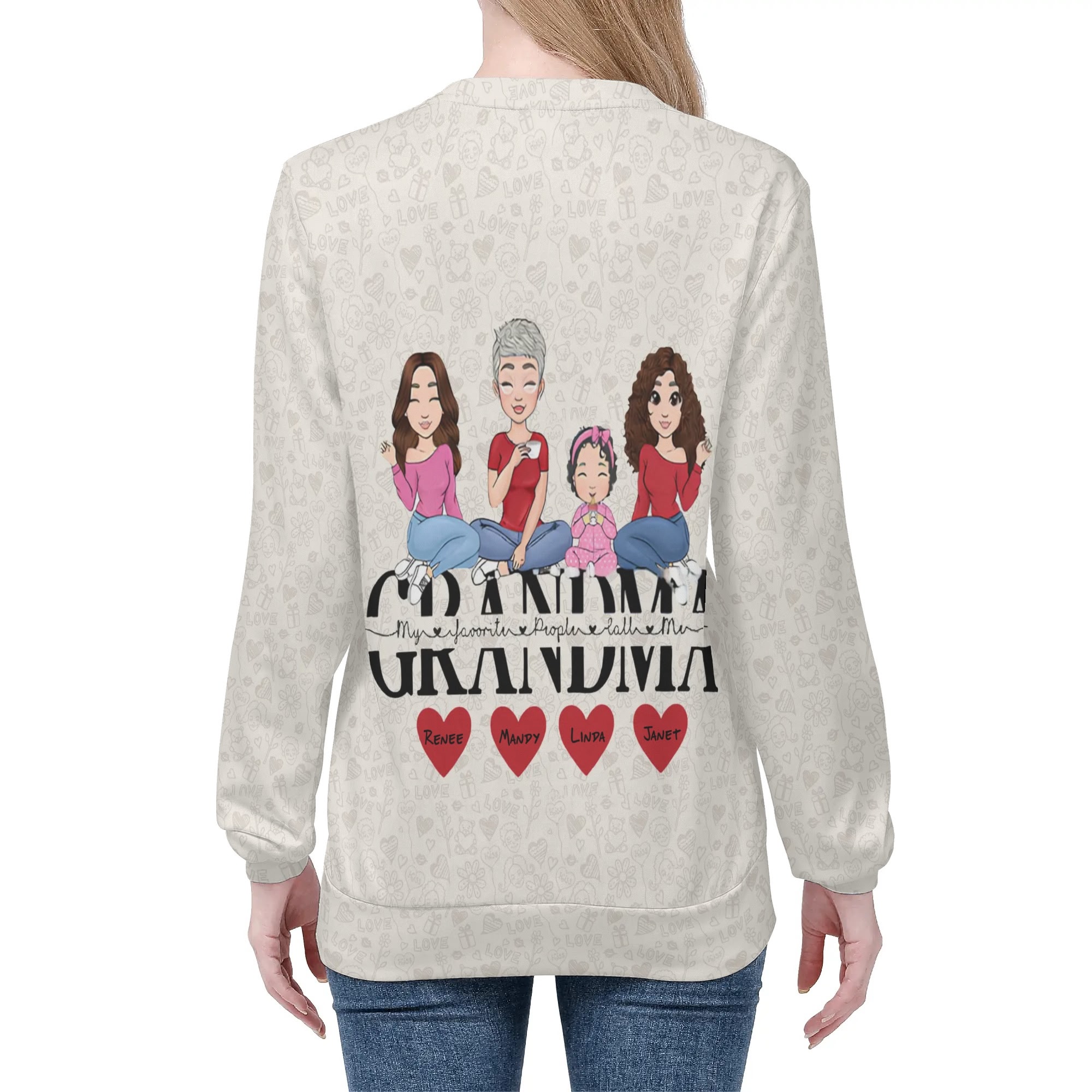 Women's All Over Print Crew Neck Streetwear Sweatshirt - Image 4