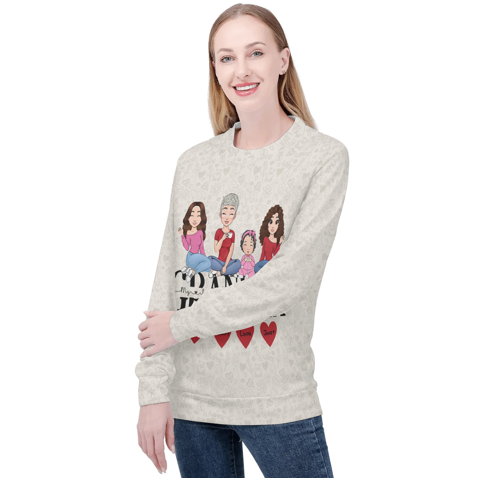 Women's All Over Print Crew Neck Streetwear Sweatshirt - Image 5