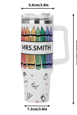 Personalized 40oz Stainless Steel Tumbler Gift With White Handle and Straw