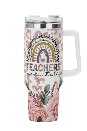 Personalized 40oz Stainless Steel Tumbler Gift With White Handle and Straw
