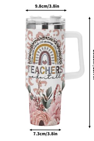 Personalized 40oz Stainless Steel Tumbler Gift With White Handle and Straw