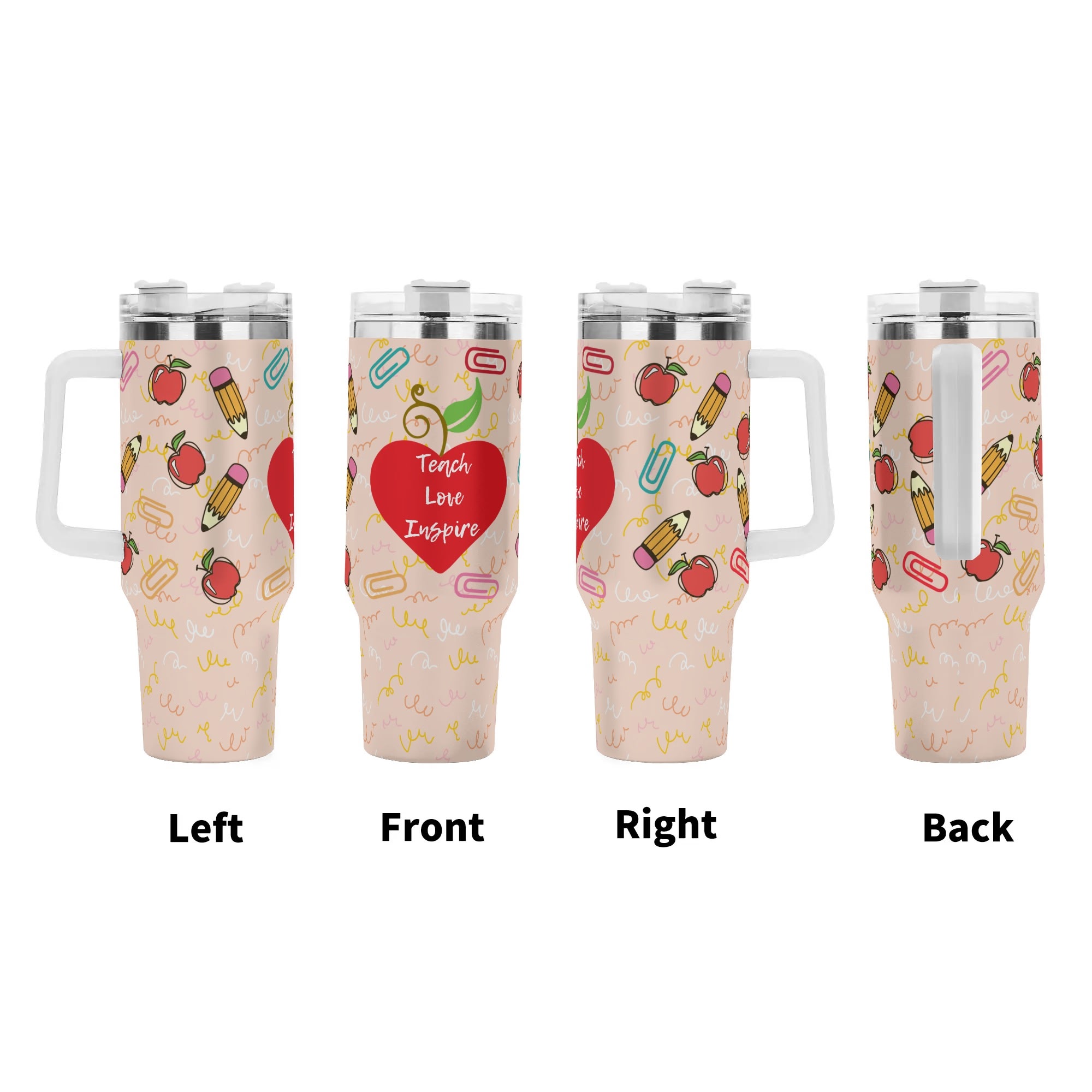 Personalized 40oz Stainless Steel Tumbler Gift With White Handle and Straw - Image 3