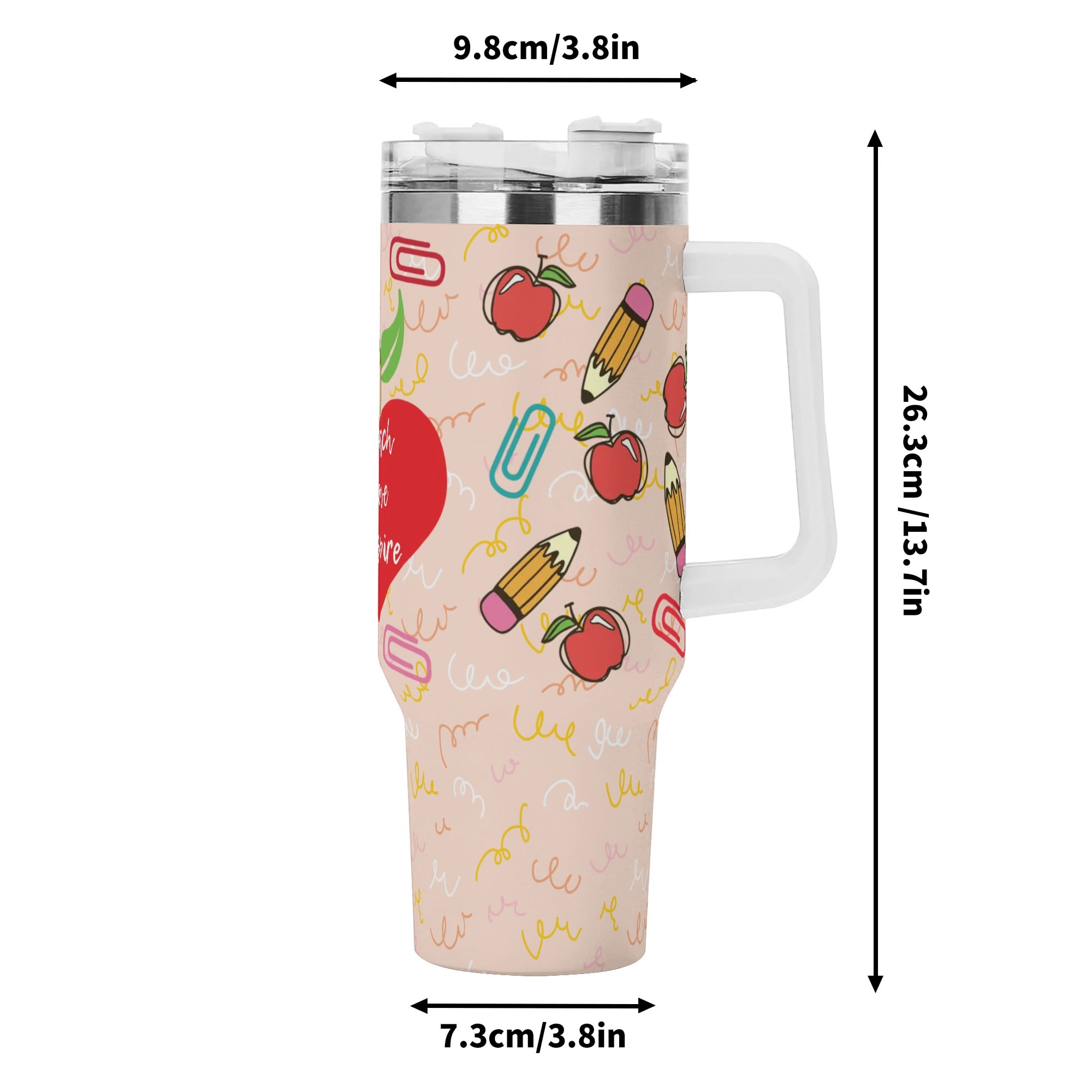 Personalized 40oz Stainless Steel Tumbler Gift With White Handle and Straw - Image 7