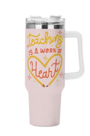 Personalized 40oz Stainless Steel Tumbler Gift With White Handle and Straw