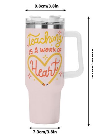 Personalized 40oz Stainless Steel Tumbler Gift With White Handle and Straw