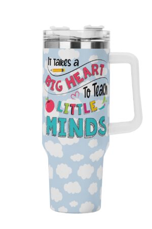 Personalized 40oz Stainless Steel Tumbler Gift With White Handle and Straw