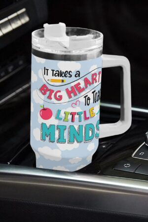 Personalized 40oz Stainless Steel Tumbler Gift With White Handle and Straw