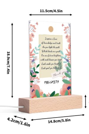 Personalized LED Rectangle Acrylic Night Light and Wooden Base Table Decor