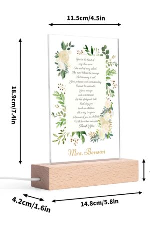 Personalized LED Rectangle Acrylic Night Light and Wooden Base Table Decor