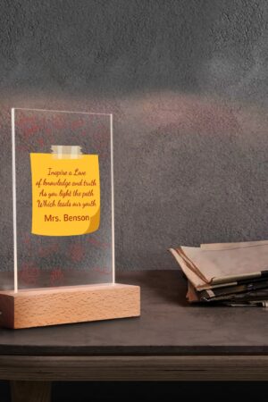 Personalized LED Rectangle Acrylic Night Light and Wooden Base Table Decor