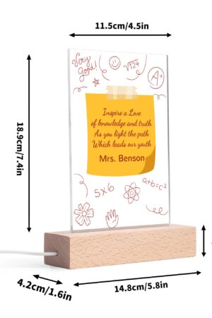 Personalized LED Rectangle Acrylic Night Light and Wooden Base Table Decor