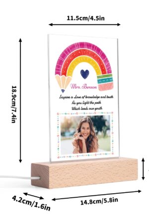 Personalized LED Rectangle Acrylic Night Light and Wooden Base Table Decor