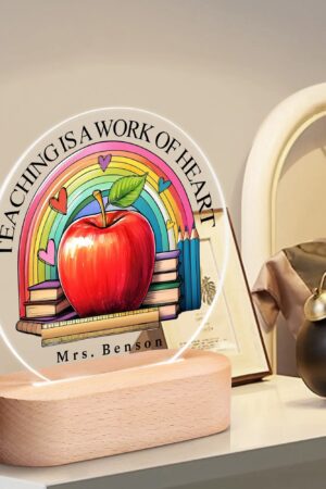 Personalised Name Acrylic Round Lamp Night Light Home Decor