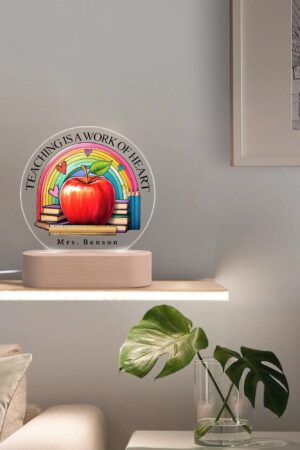 Personalised Name Acrylic Round Lamp Night Light Home Decor