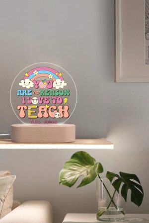 Personalised Name Acrylic Round Lamp Night Light Home Decor