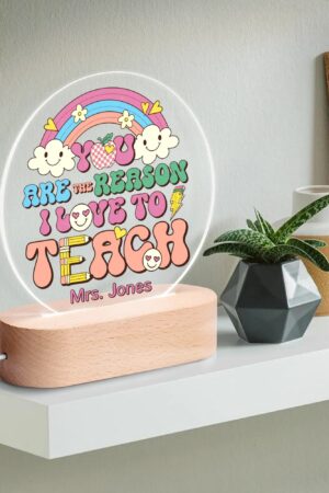 Personalised Name Acrylic Round Lamp Night Light Home Decor