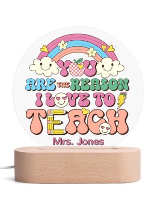 Personalised Name Acrylic Round Lamp Night Light Home Decor