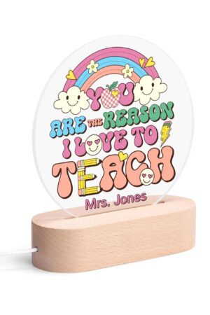 Personalised Name Acrylic Round Lamp Night Light Home Decor