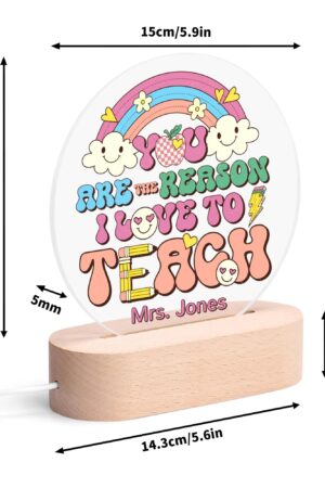 Personalised Name Acrylic Round Lamp Night Light Home Decor