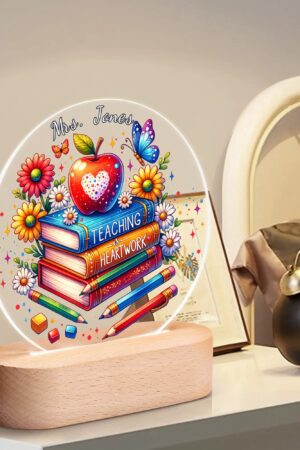 Personalised Name Acrylic Round Lamp Night Light Home Decor