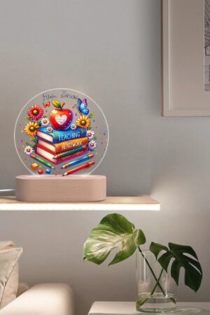 Personalised Name Acrylic Round Lamp Night Light Home Decor