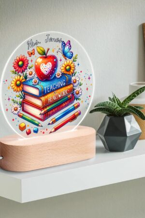 Personalised Name Acrylic Round Lamp Night Light Home Decor