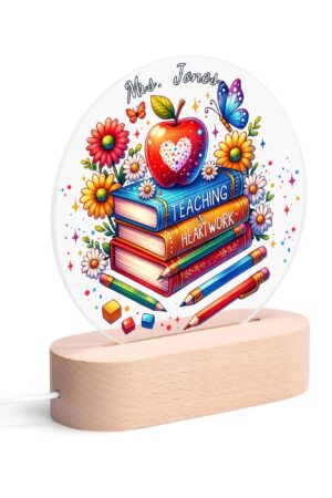 Personalised Name Acrylic Round Lamp Night Light Home Decor