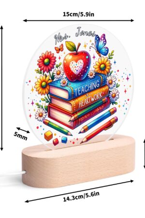 Personalised Name Acrylic Round Lamp Night Light Home Decor