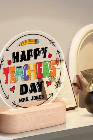 Personalised Name Acrylic Round Lamp Night Light Home Decor