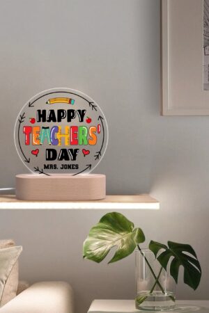 Personalised Name Acrylic Round Lamp Night Light Home Decor