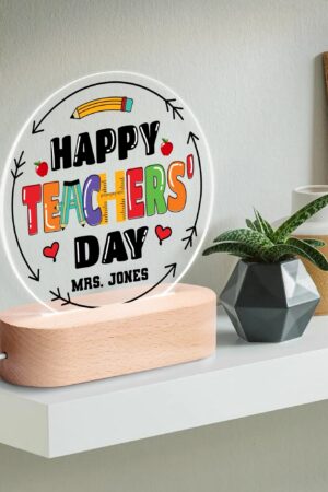 Personalised Name Acrylic Round Lamp Night Light Home Decor