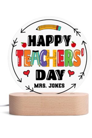 Personalised Name Acrylic Round Lamp Night Light Home Decor