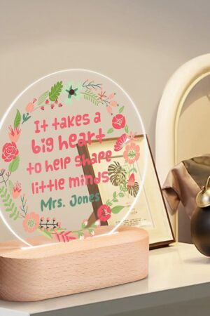 Personalised Name Acrylic Round Lamp Night Light Home Decor