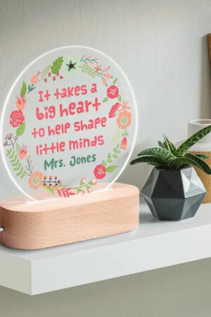 Personalised Name Acrylic Round Lamp Night Light Home Decor