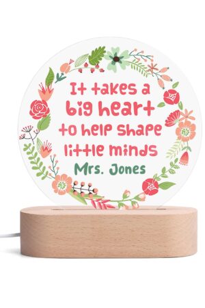 Personalised Name Acrylic Round Lamp Night Light Home Decor