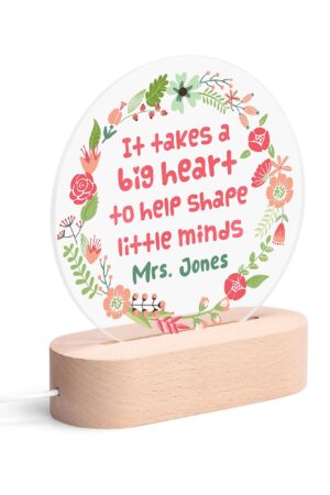 Personalised Name Acrylic Round Lamp Night Light Home Decor