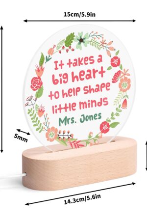 Personalised Name Acrylic Round Lamp Night Light Home Decor