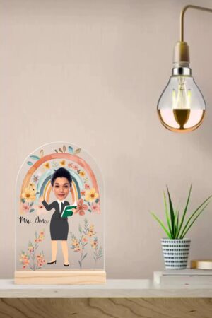 Personalised Lightweight Arch Acrylic Table Sign with Wood Stand