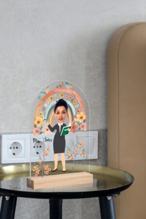 Personalised Lightweight Arch Acrylic Table Sign with Wood Stand