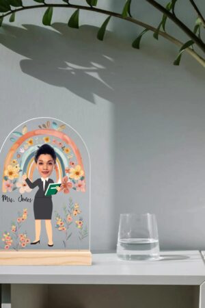 Personalised Lightweight Arch Acrylic Table Sign with Wood Stand