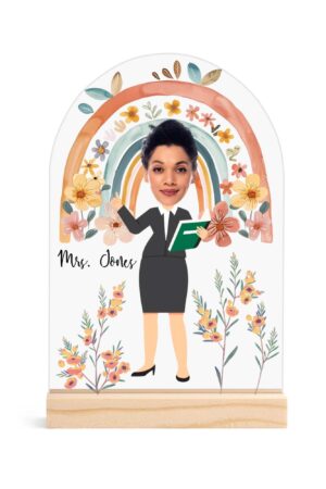 Personalised Lightweight Arch Acrylic Table Sign with Wood Stand