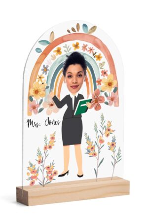 Personalised Lightweight Arch Acrylic Table Sign with Wood Stand