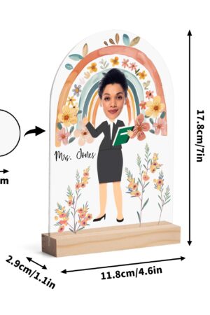 Personalised Lightweight Arch Acrylic Table Sign with Wood Stand