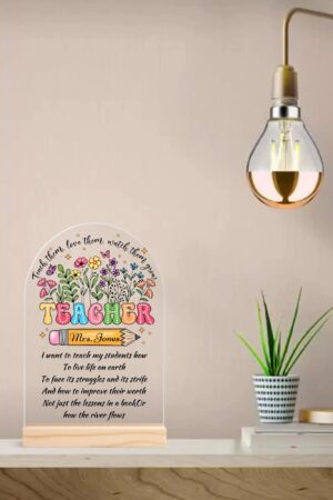 Personalised Lightweight Arch Acrylic Table Sign with Wood Stand