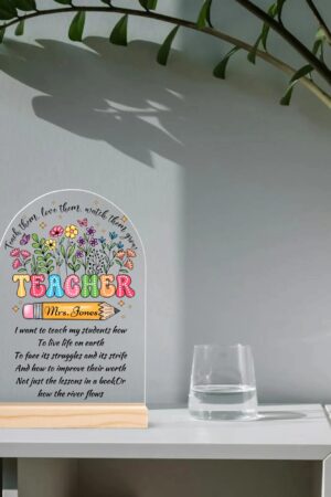 Personalised Lightweight Arch Acrylic Table Sign with Wood Stand