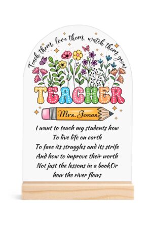 Personalised Lightweight Arch Acrylic Table Sign with Wood Stand