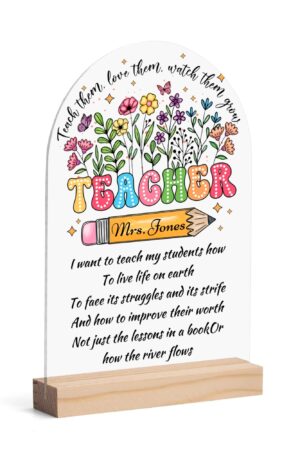 Personalised Lightweight Arch Acrylic Table Sign with Wood Stand