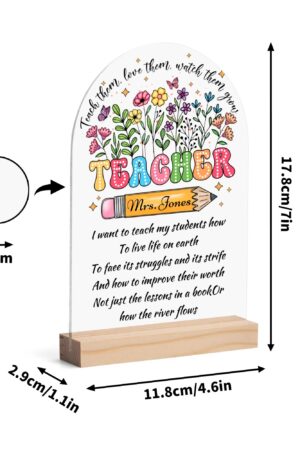 Personalised Lightweight Arch Acrylic Table Sign with Wood Stand